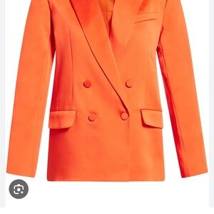 Vibrant Orange Double-Breasted Blazer